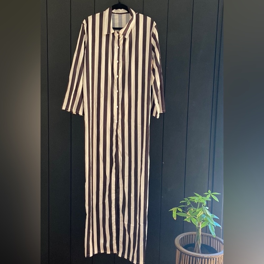 Handmade striped shirt dress.